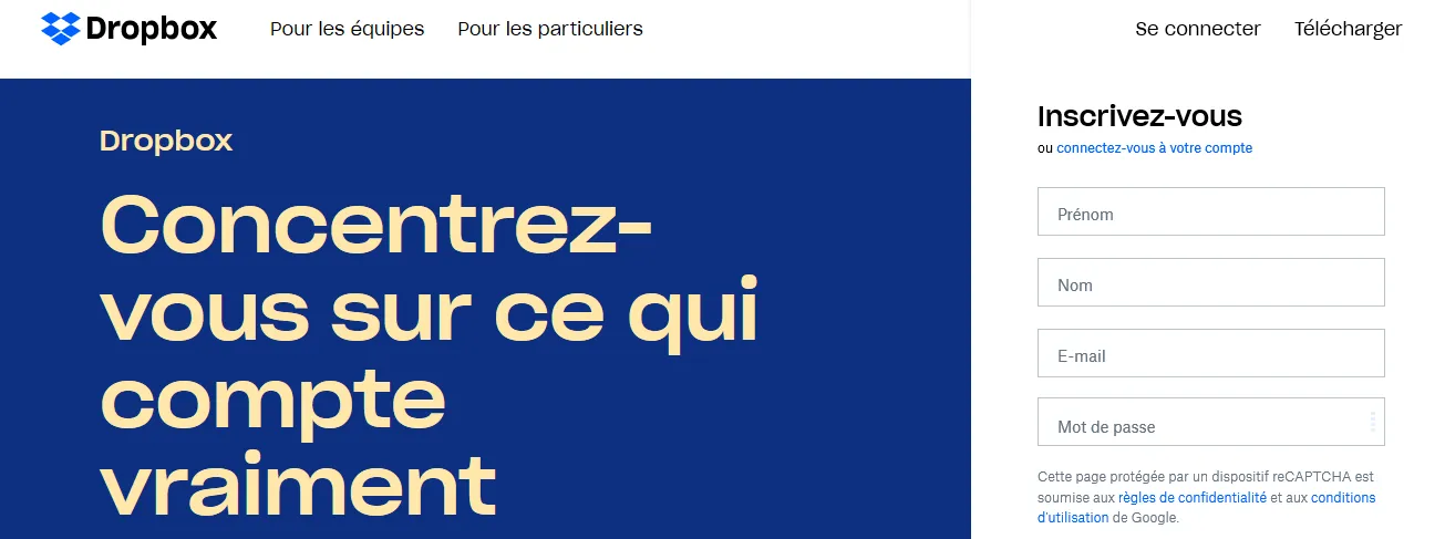 exemple de proposition de valeur DropBox