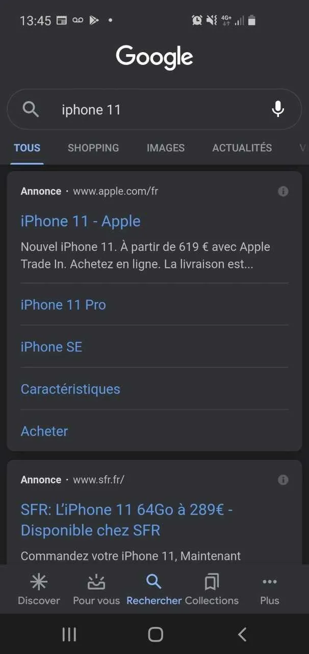 serp Google Iphone 11