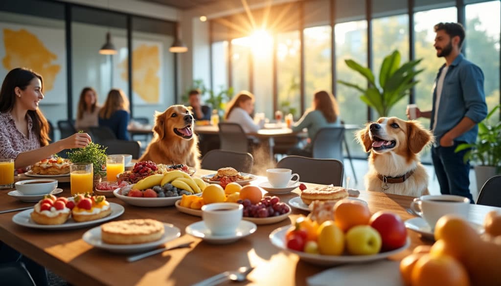 découvrez comment le vendredi se transforme en un jour exceptionnel en entreprise avec un brunch offert, la présence de nos fidèles compagnons à quatre pattes et l'absence de réunions. une journée conviviale et détendue pour booster la productivité et renforcer les liens d'équipe.