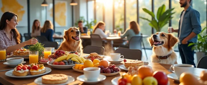Le vendredi, un jour exceptionnel en entreprise : brunch offert, chiens au bureau et réunion absente