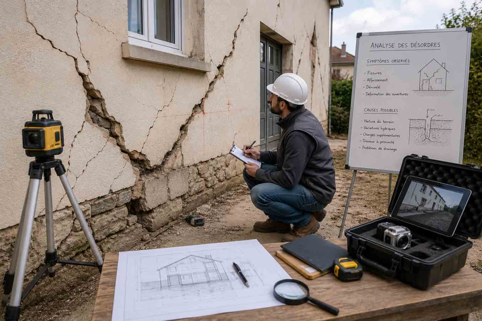 Inspection de bâtiment et évaluation des fissures